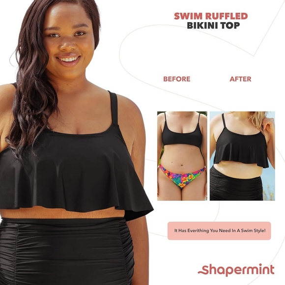 SHOPERMINT Ruffled Bikini Top - Swim Top Swimwear Burgandy Small - Picture 3 of 9